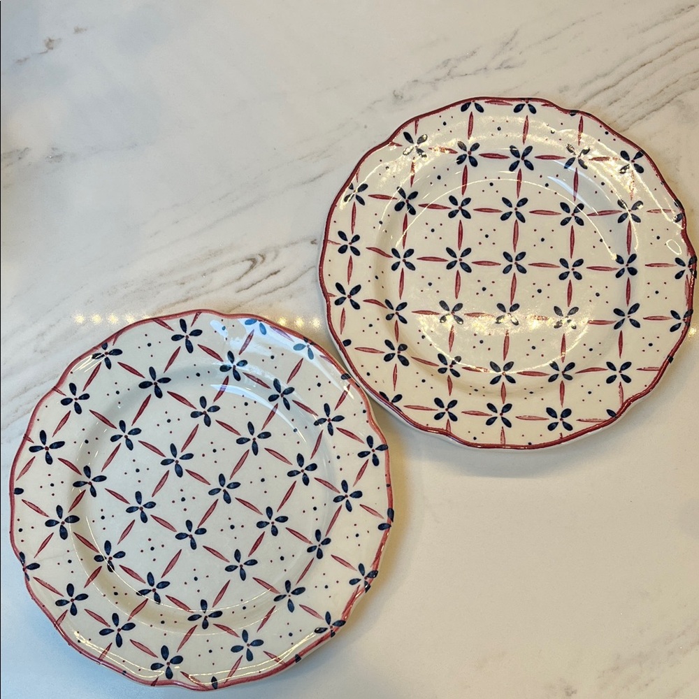 Johnson Brothers La Rochelle Pattern 7” Plates - Red and Blue